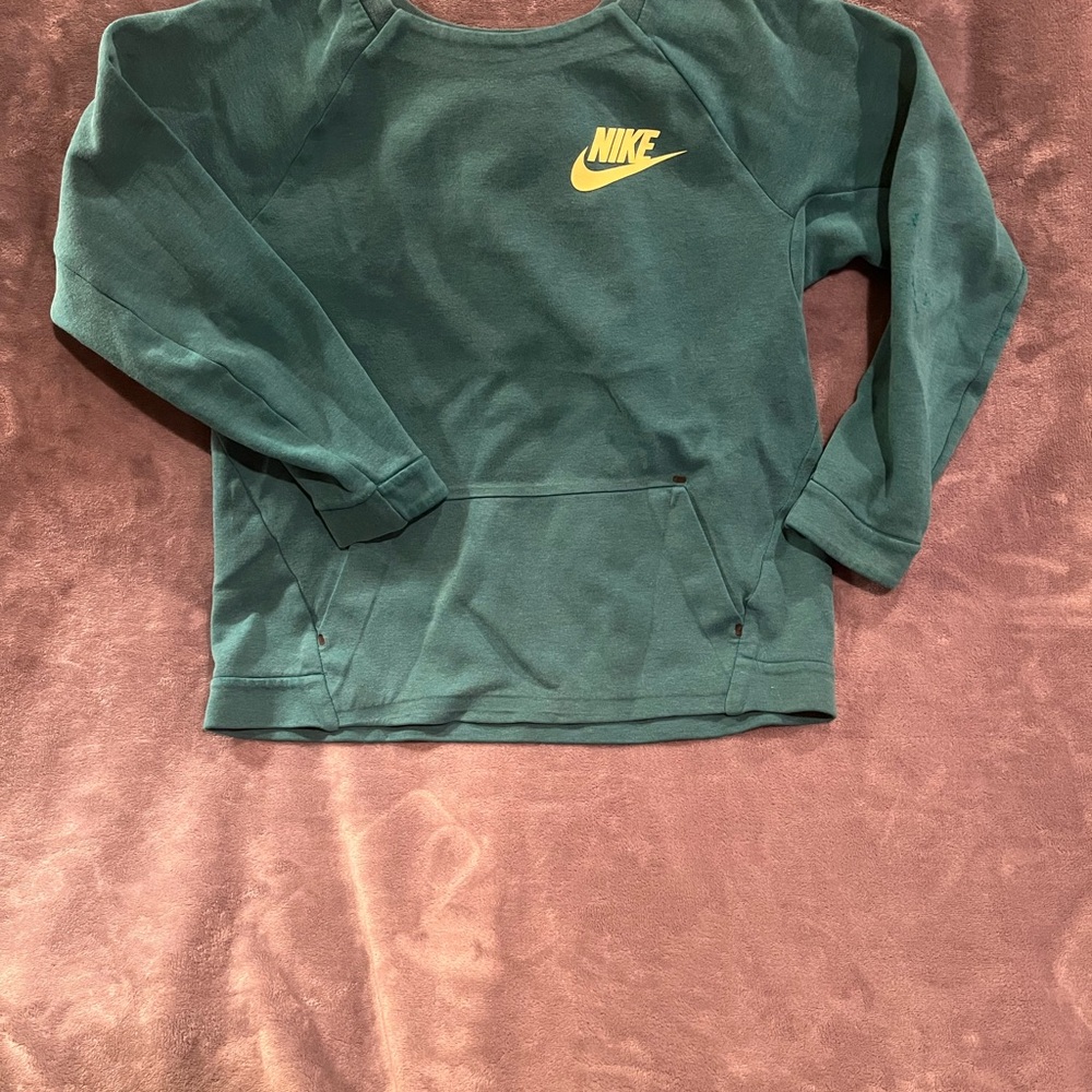 Nike Kids Teal Sweatshirt with Yellow Logo